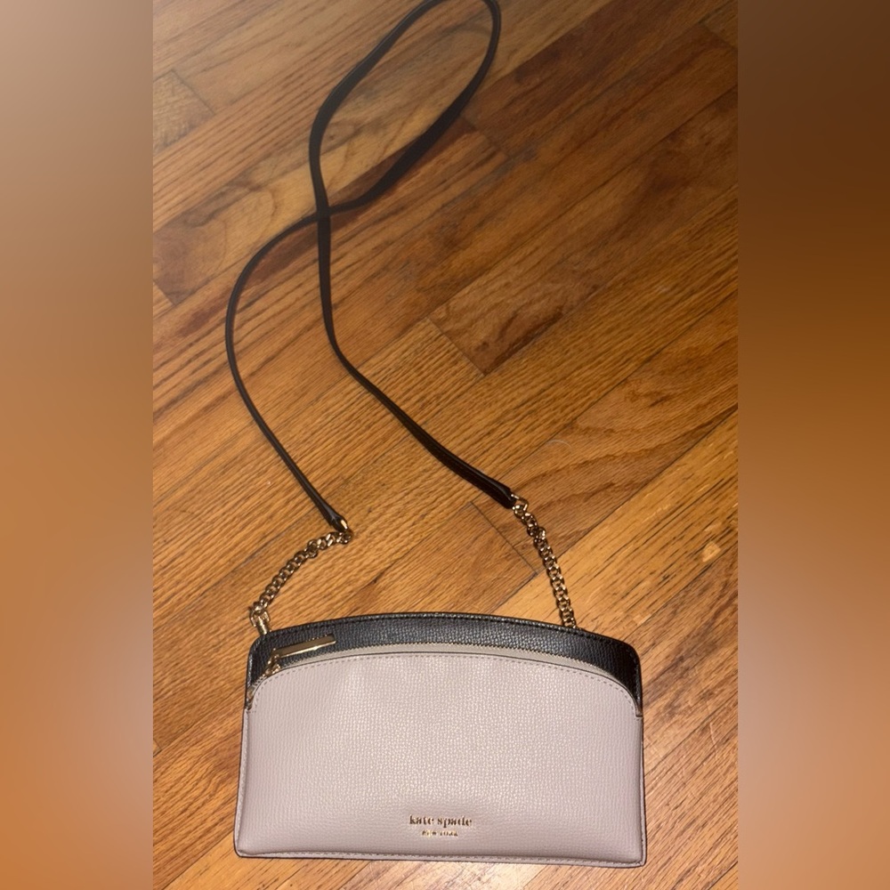 Kate Spade Sylvia East West Phone Crossbody in warm taupe and black leather